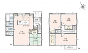 茂原市小林、新築一戸建ての間取り画像です