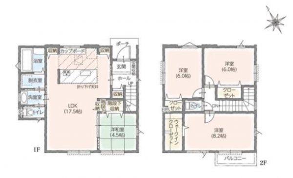茂原市小林、新築一戸建ての間取り画像です