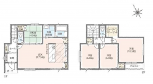 茂原市小林、新築一戸建ての間取り画像です