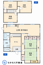 茂原市三ケ谷、中古一戸建ての間取り画像です