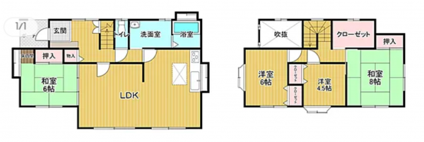 大網白里市みずほ台、中古一戸建ての間取り画像です