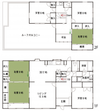 大網白里市上貝塚、中古一戸建ての間取り画像です