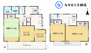 大網白里市南横川、中古一戸建ての間取り画像です