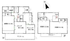 大網白里市南横川、中古一戸建ての間取り画像です