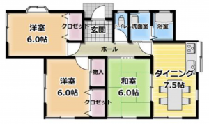 茂原市粟生野、中古一戸建ての間取り画像です