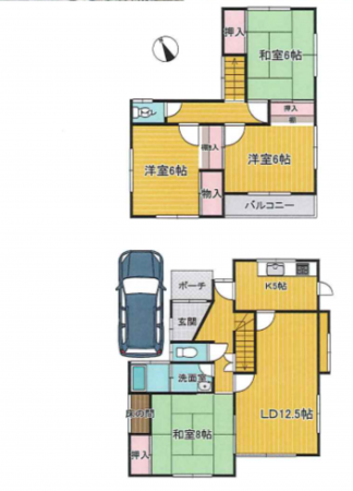 茂原市北塚、中古一戸建ての間取り画像です