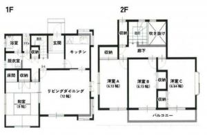 大網白里市柳橋、中古一戸建ての間取り画像です