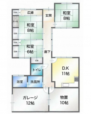 大網白里市ながた野、中古一戸建ての間取り画像です