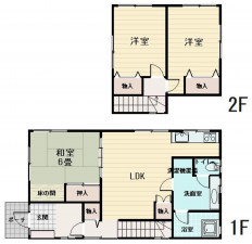 大網白里市南横川、中古一戸建ての間取り画像です