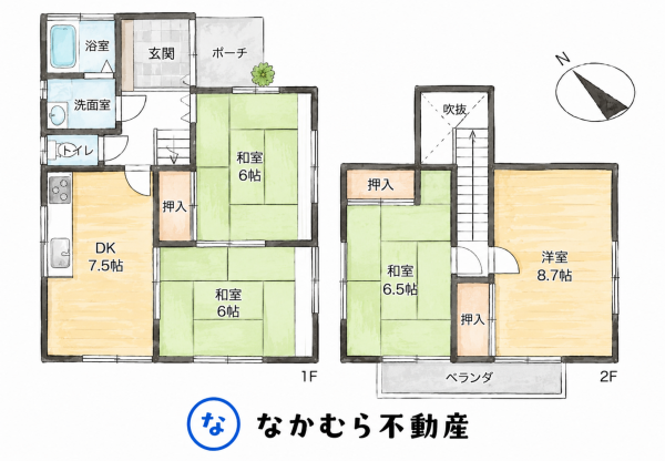 大網白里市大網、中古一戸建ての間取り画像です