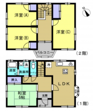茂原市法目、中古一戸建ての間取り画像です