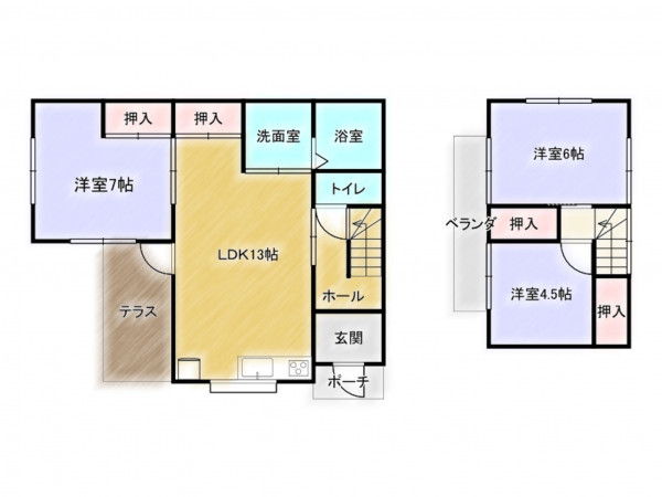 茂原市上永吉、中古一戸建ての間取り画像です