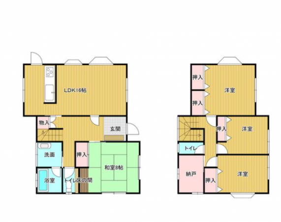 茂原市谷本、中古一戸建ての間取り画像です