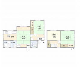 茂原市下永吉、中古一戸建ての間取り画像です