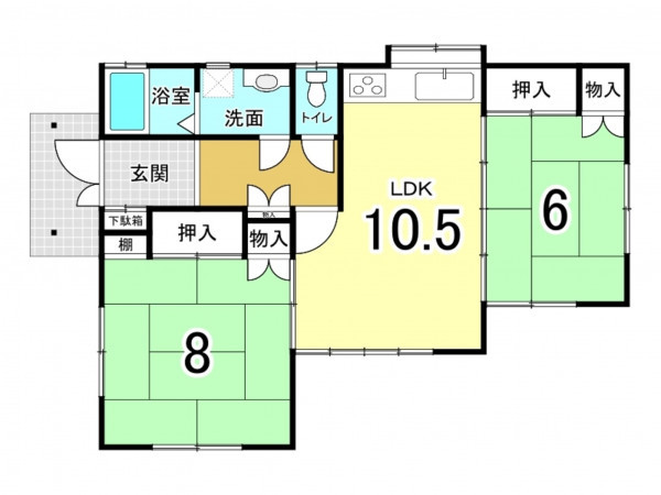 茂原市千町、中古一戸建ての間取り画像です