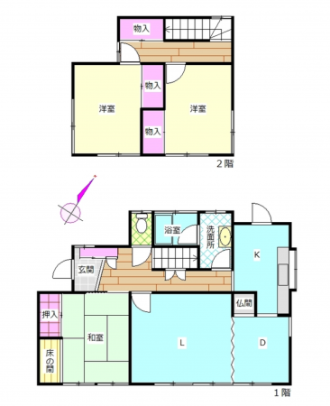 茂原市下永吉、中古一戸建ての間取り画像です