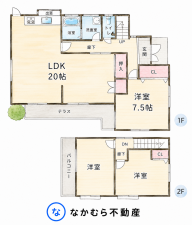 大網白里市木崎、中古一戸建ての間取り画像です