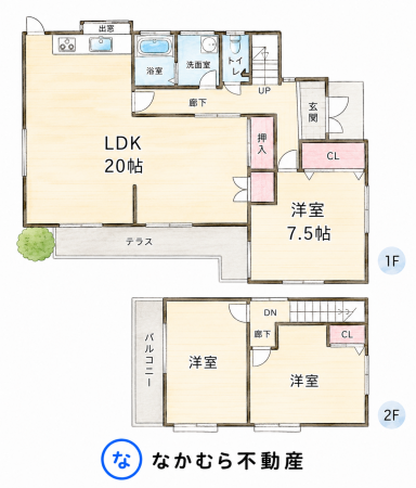 大網白里市木崎、中古一戸建ての間取り画像です