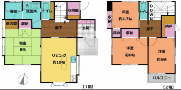 茂原市七渡、中古一戸建ての間取り画像です