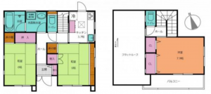茂原市東郷、中古一戸建ての間取り画像です