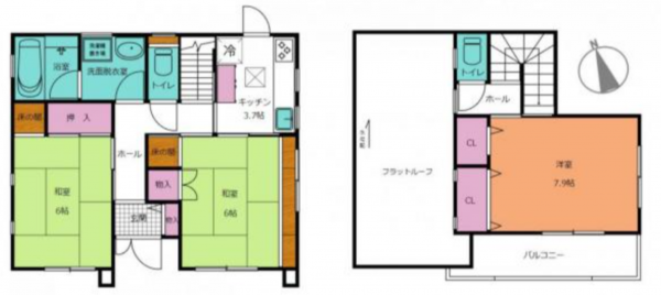 茂原市東郷、中古一戸建ての間取り画像です