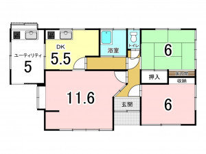 茂原市東郷、中古一戸建ての間取り画像です
