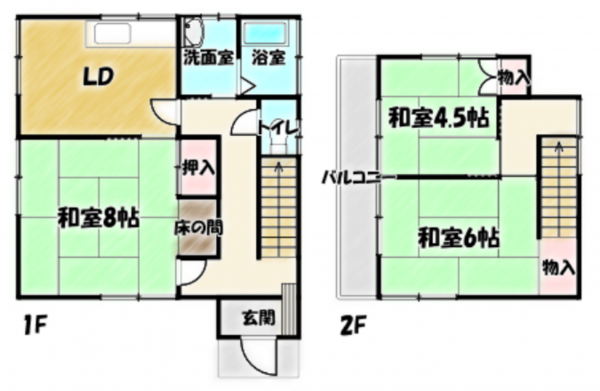 大網白里市上貝塚、中古一戸建ての間取り画像です