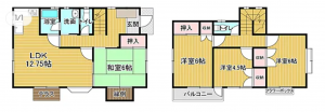 茂原市長尾、中古一戸建ての間取り画像です