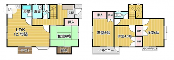 茂原市長尾、中古一戸建ての間取り画像です