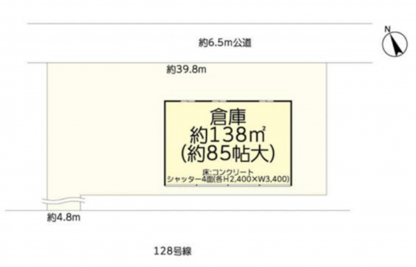 大網白里市永田、収益物件/倉庫の間取り画像です