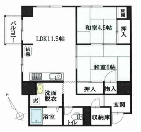 大網白里市駒込、中古マンションの間取り画像です