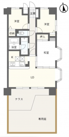 茂原市茂原、中古マンションの間取り画像です