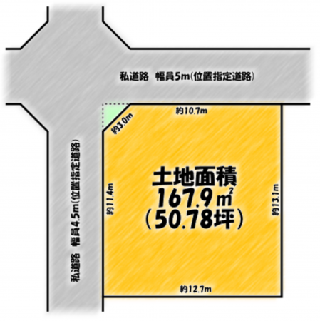 茂原市本小轡、土地の間取り画像です