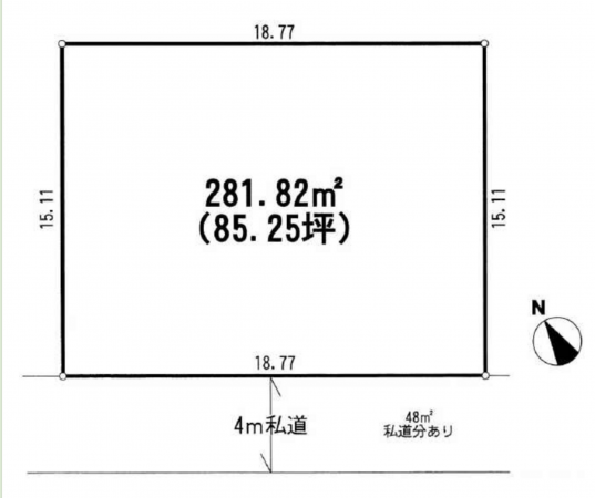 大網白里市南横川、土地の間取り画像です