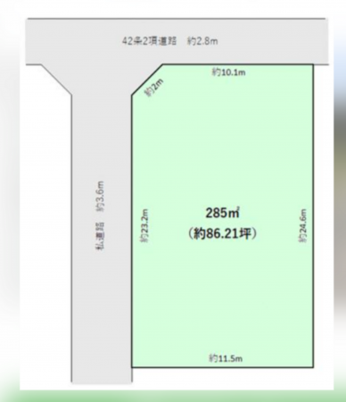 茂原市東郷、土地の間取り画像です