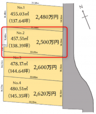 山武郡九十九里町小関、土地の間取り画像です