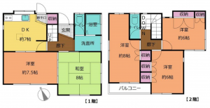 茂原市東郷、中古一戸建ての間取り画像です