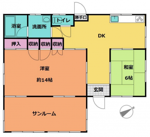 大網白里市下ヶ傍示、中古一戸建ての間取り画像です