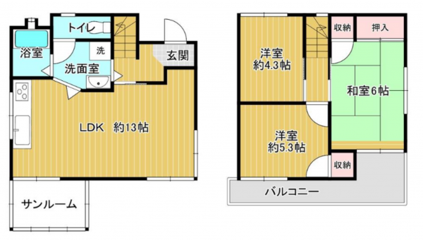 茂原市八幡原、中古一戸建ての間取り画像です