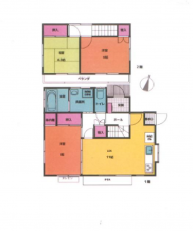 茂原市長尾、中古一戸建ての間取り画像です