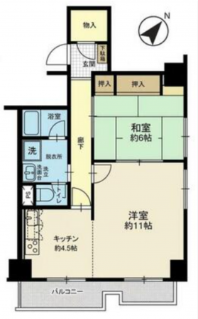 大網白里市駒込、中古マンションの間取り画像です