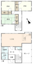 茂原市国府関、中古一戸建ての間取り画像です