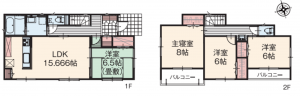 茂原市八千代、新築一戸建ての間取り画像です