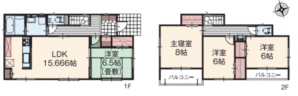茂原市八千代、新築一戸建ての間取り画像です