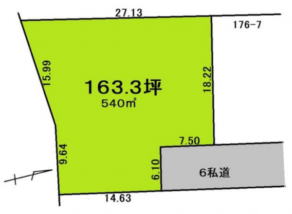 大網白里市南横川、土地の間取り画像です