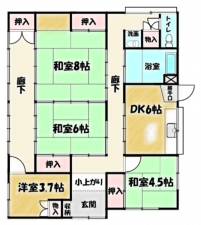 茂原市東郷、中古一戸建ての間取り画像です