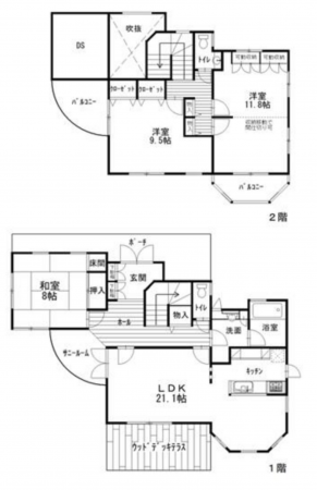 大網白里市みどりが丘、中古一戸建ての間取り画像です