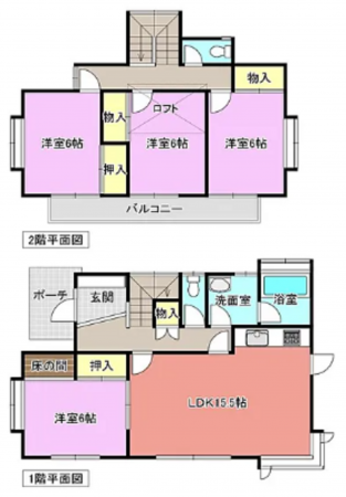 大網白里市清名幸谷、中古一戸建ての間取り画像です
