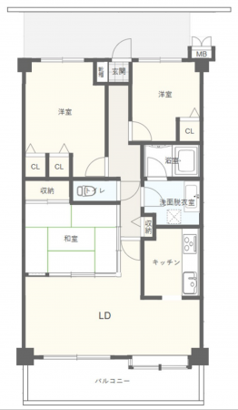 茂原市早野、中古マンションの間取り画像です