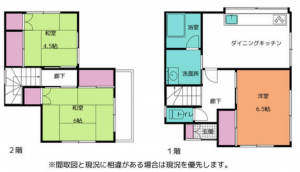 茂原市東郷、中古一戸建ての間取り画像です
